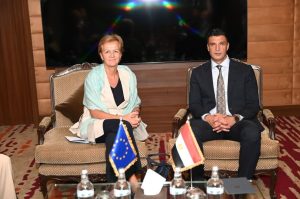 وزير الصناعة يبحث مع رئيسة بعثة الاتحاد الأوروبي تعزيز التعاون في الملفات الصناعية والاستثمارية