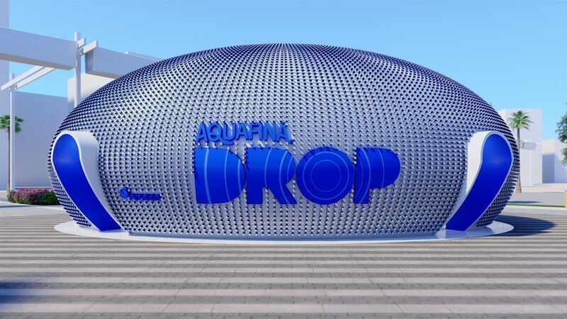 Aquafina pavilion at Expo 2020 constructed of recyclable cans