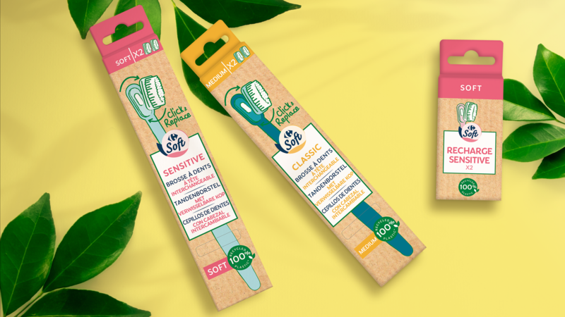 Carrefour Soft introduces toothbrush of recycled plastic with changeable head