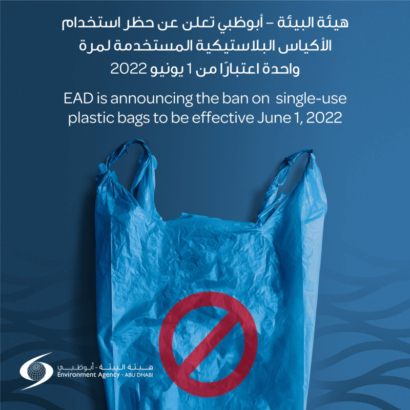 UAE’s EAD announces ban on single-use plastic bags from June 2022