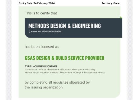 Methods Designs obtains GSAS-D&B license for sustainable construction