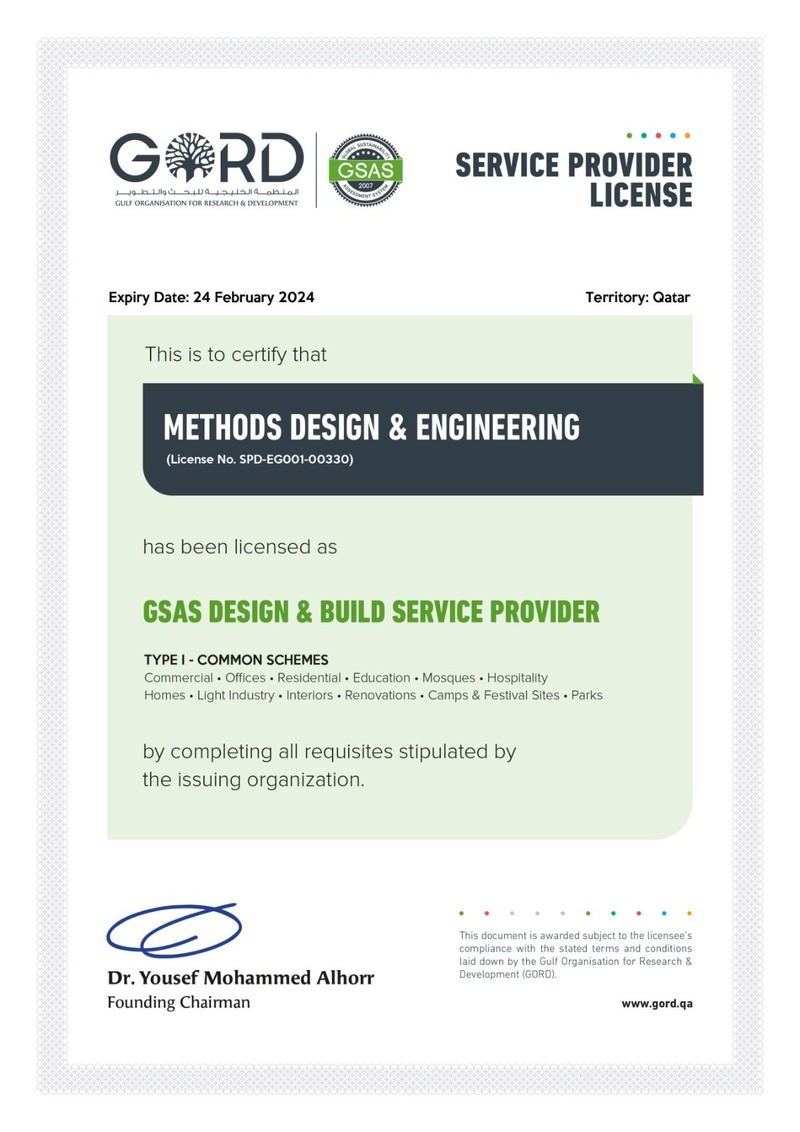 Methods Designs obtains GSAS-D&B license for sustainable construction