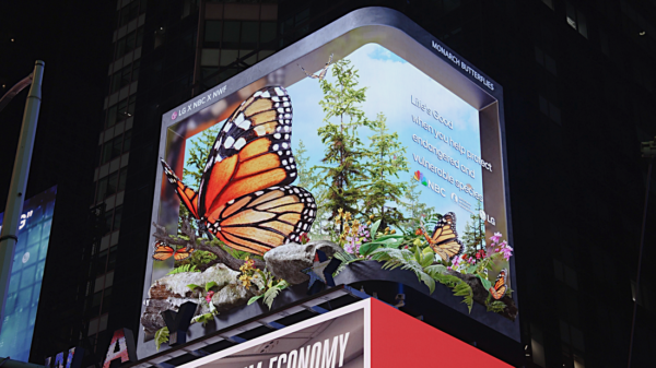 LG’s Times Square billboard highlights endangered species across Americas
