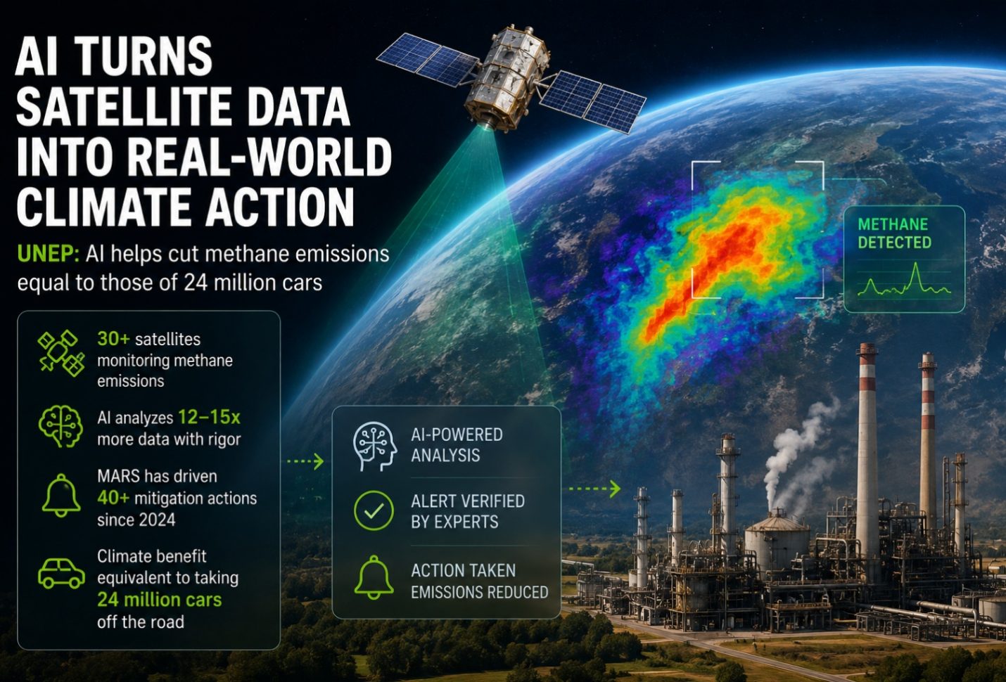 UNEP: AI helps cut methane emissions equal to those of 24 million cars