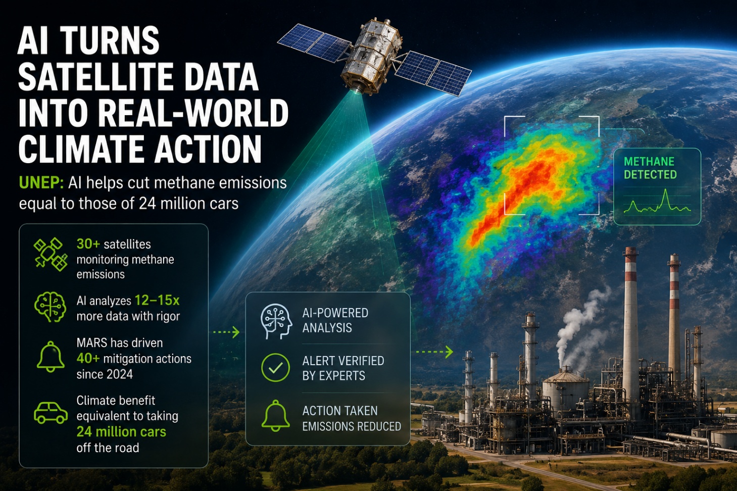UNEP: AI helps cut methane emissions equal to those of 24 million cars