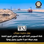 وول ستريت جورنال: قناة السويس من أهم الممرات البحرية عالميًا وثالث أكبر ممر لعبور النفط