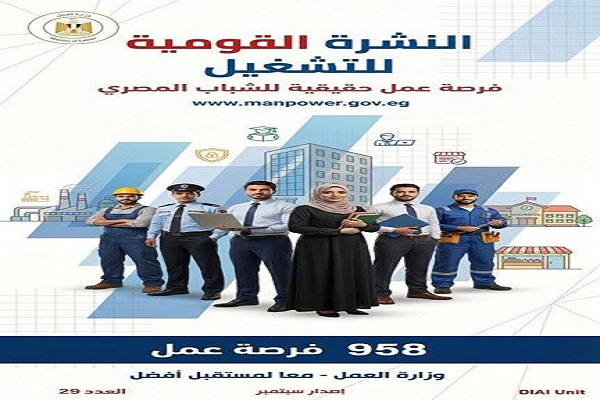 وزارة العمل تطرح 958 فرصة عمل جديدة في 12 محافظة.. والوظائف متاحة عبر 43 شركة خاصة